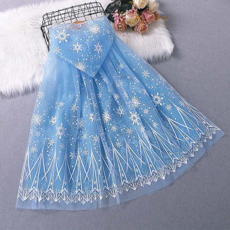 Picture of Frozen Cape Thin Children's Stylish Mesh Cloak Cosplay Costume Hooded for Going Out