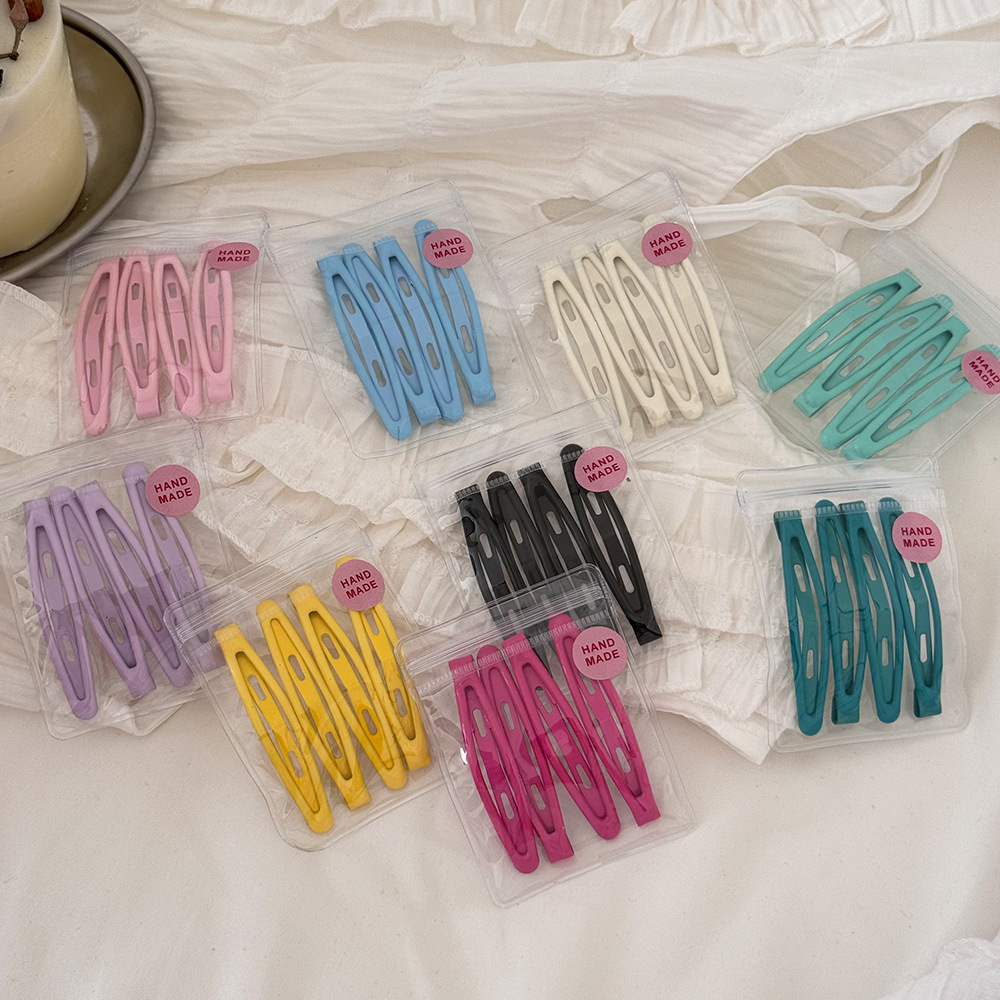 4 Pieces ~ Cute Colorfulful Basic Bb Clip Set Broken Hair Bangs Clip New Basic Face Wash Makeup Hair Clip Side Clip