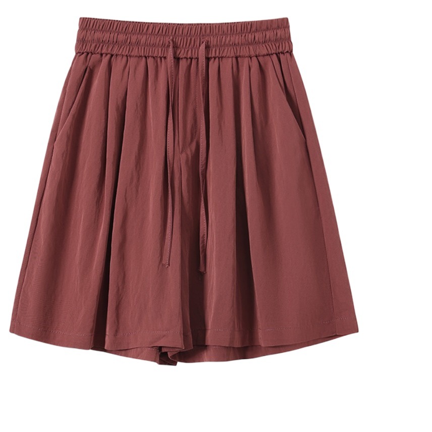 Ice Silk Shorts Women's Summer Thin Elastic Waist Large Size Straight-Leg Pants Wide Leg Quarter Pants 125kg High Waist Slimming