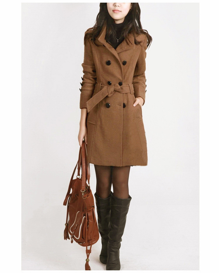 Picture of Cross-border European and American Autumn and Winter New Woolen Coat plus size Korean Slim-fit Long Woolen Coat Trenchcoat