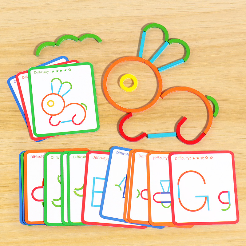 Picture of Wooden creative ring stick puzzle abstract logical thinking hand-eye coordination training children's early education educational toys