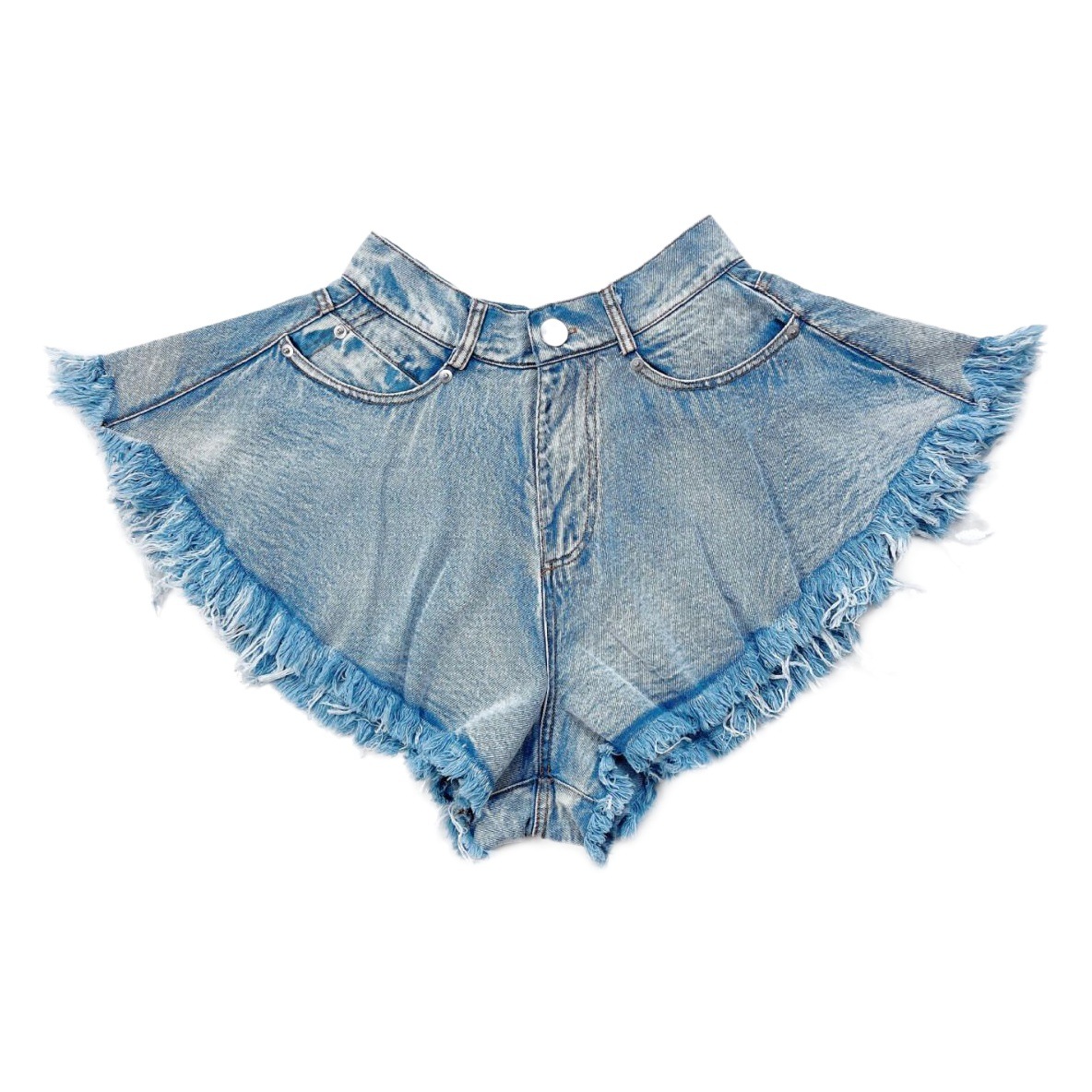 6010# Cross-border Amazon 2022 New European and American Denim Shorts Women's Ripped High Waist Loose Tassel Jeans