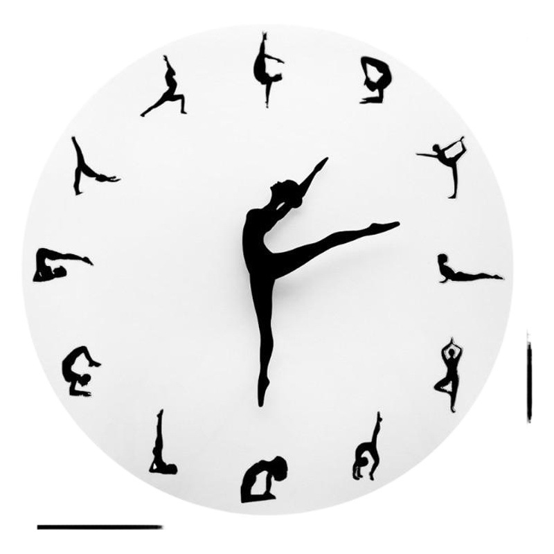 Fashion mute wall clock living room background decorative wall clock creative DIY dancing women yoga pattern clock cross-border hot sale