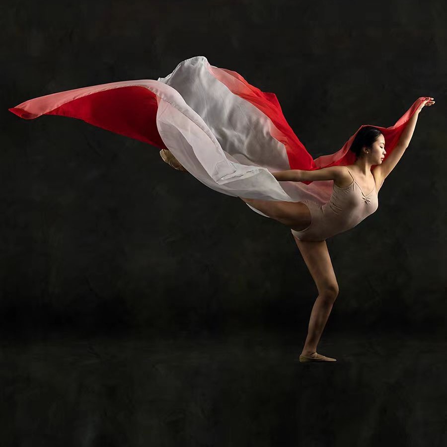 Picture of Dance Photography Photo Gradient Silk Scarf Art Photo Props Dance Performance Elegant Body Etiquette Scarf