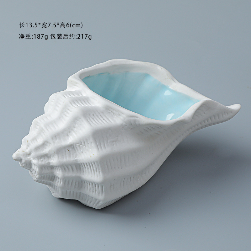 Picture of Mediterranean Sea Star Conch Shell Ceramic Ornaments Storage Basin Ocean Ashtray Hydroculture Bottle Hamster Nest Landscape