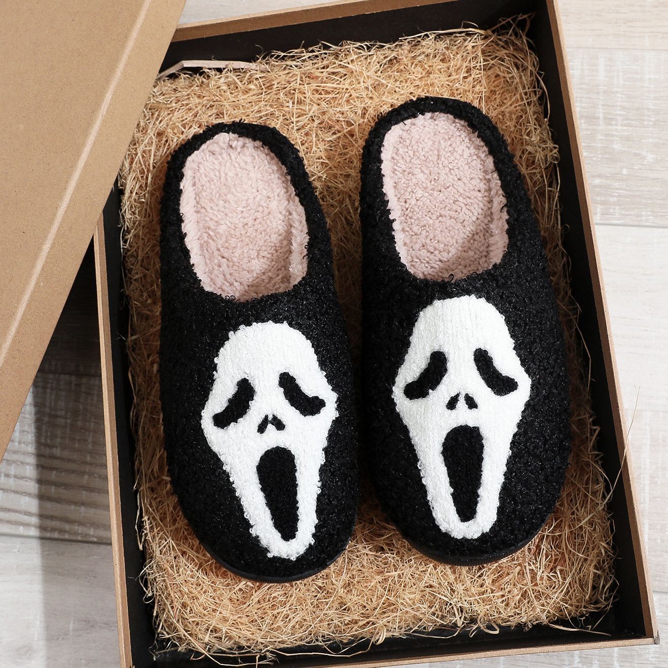 Amazon Halloween Ghost Pumpkin Plush Festival Slippers Funny Personalized Wool Slippers for Men and Women Cross-border Hair