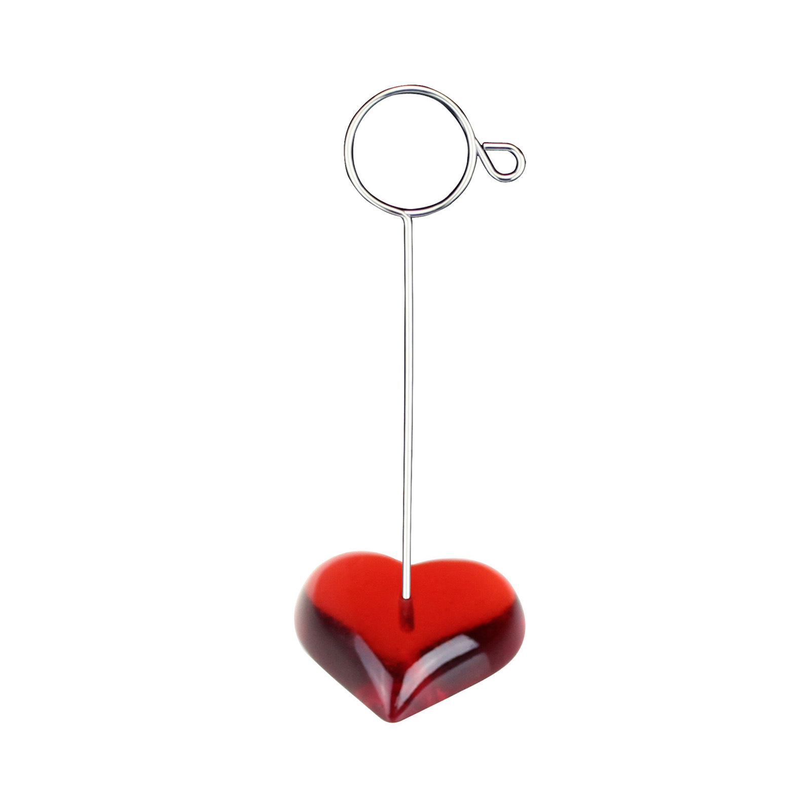 Picture of Red Heart-Shaped Base Photo Clip, Steel Wire Memo Clip with Logo Printing, Suitable for Wedding Display, Storage, and Styling Memo Clips