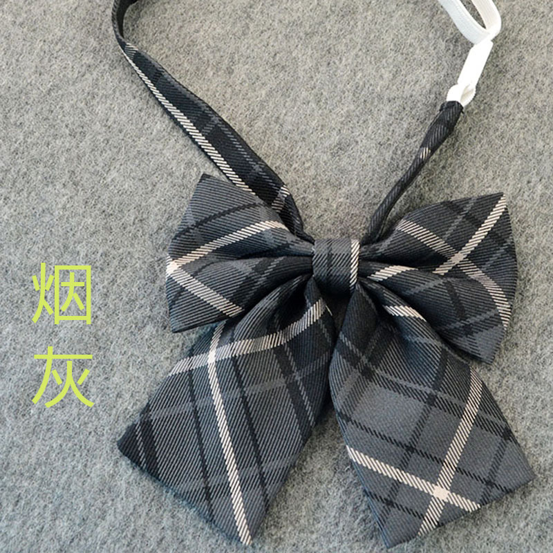 Picture of Hot-selling College Style Oka Pear Field Soot Black Bow Plaid Flat Horn JK Collar Bow Tie Shirt Accessories