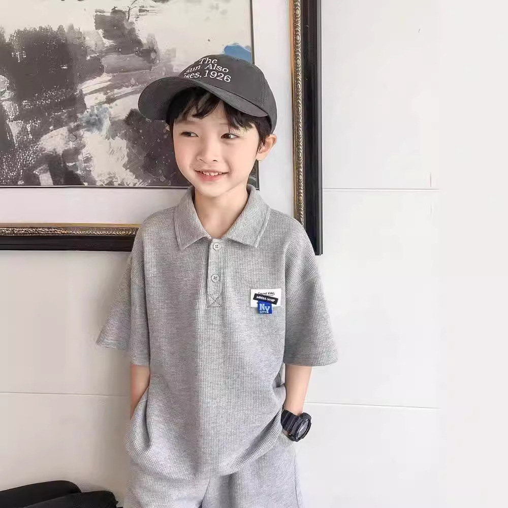Picture of Children's clothing summer suit T-shirt New Home casual all-match Gray children's summer short-sleeved T-shirt boy two-piece set