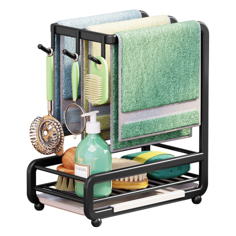 Kitchen rag rack sink rack household countertop wall hanging storage dish cloth rack towel drain rack wholesale