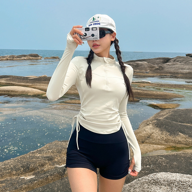 New split swimsuit female sexy hot girl pure design sense long sleeve sun cover meat Amazon a generation of hair