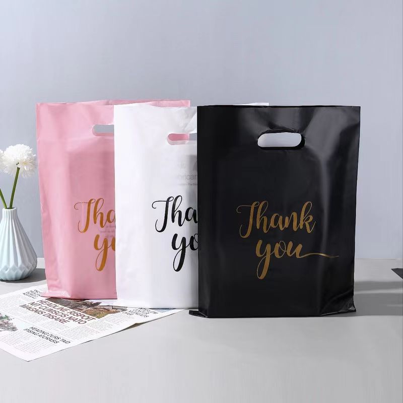 in stock Wholesale Gift Packaging Bag Four Finger Flat Pocket Black White Low Pressure Packaging Bag Portable Shopping Bag Foreign Trade