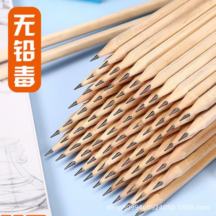 Picture of Hexagonal Rod Log Pencil Safe and Continuous Core Kidsren's Hb Pencil Student Writing Sketch Triangle White Rod Pencil