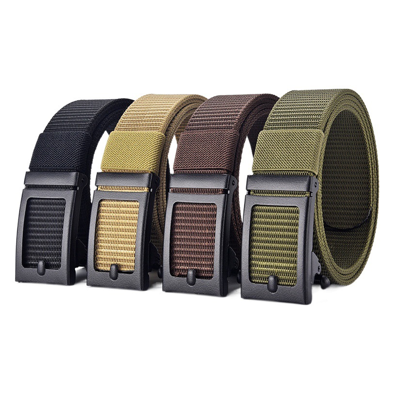 New Toothless Iron Automatic Buckle Nylon Belt Men's Outdoor Casual Breathable Canvas Belt All-match Trouser Belt