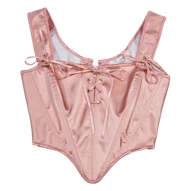 339 satin front hollow French court corset back strap shoulder strap corset top