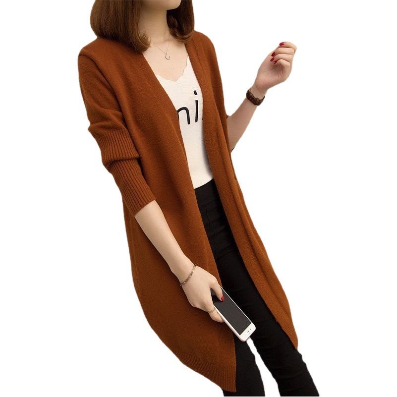 027 Realm Jacket Spring and Autumn Women's Threaded Cloth Autumn and Winter Women's Korean Style Mid-Length Sun Protection Clothing Women's Cardigan Loose