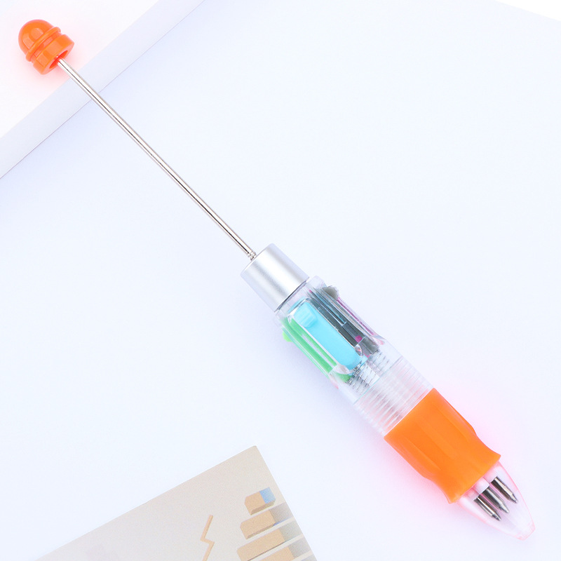 Picture of Factory Direct four-color beaded pen DIY multi-color refill ballpoint pen key mark press plastic gift pen
