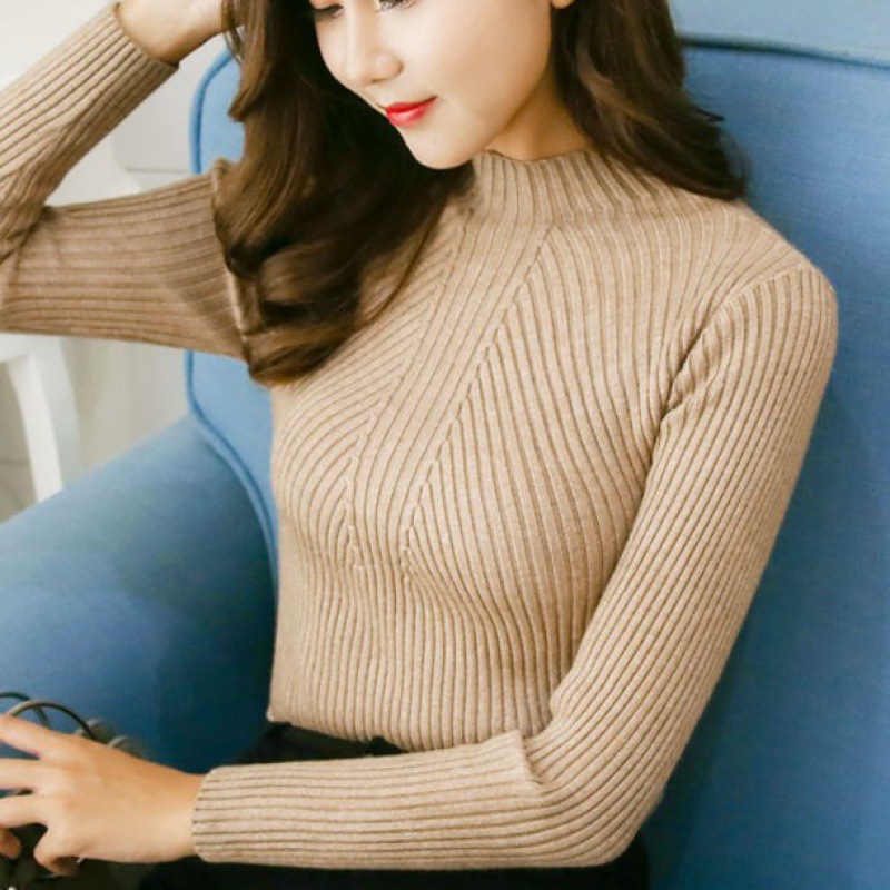 Picture of Petal half turtleneck sweater women's autumn and winter New long sleeve sweater plus size pullover slim Korean style all-match bottoming shirt