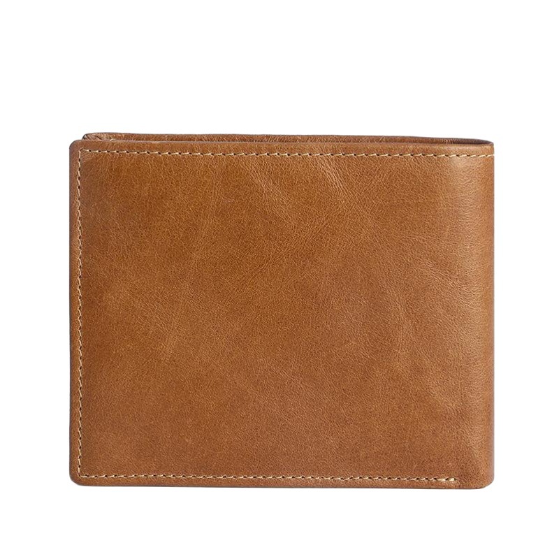 Cross-Border New Retro Oil Wax Leather Men's Wallet Genuine Leather Rfid Anti-Theft Multi-Card Slot Wallet European and American Coin Purse