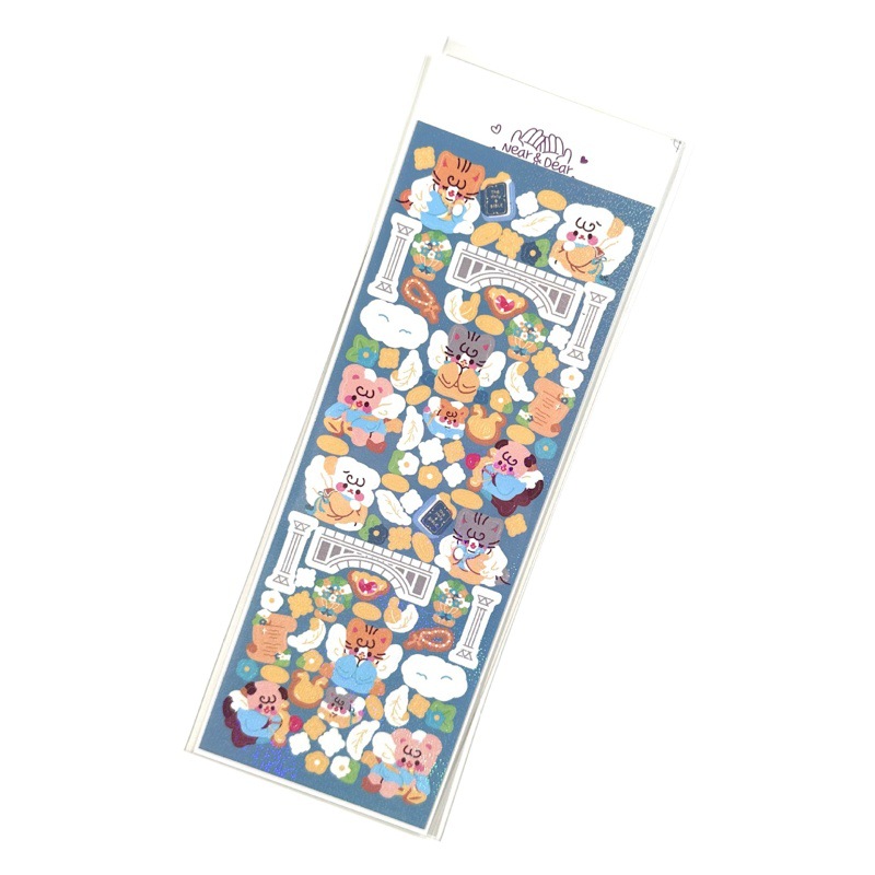 Korean cartoon animal goo card sticker ins hand account goo plate goo card essential cute small roll sticker DIY decoration