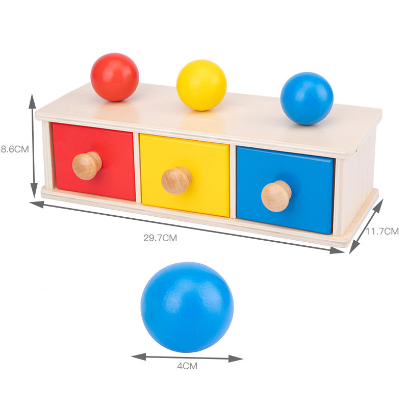 Picture of Montessori Toys 0-3 Wooden Drawer Box Kindergarten Textile Drum Target Box Montessori Early Education Educational Toys