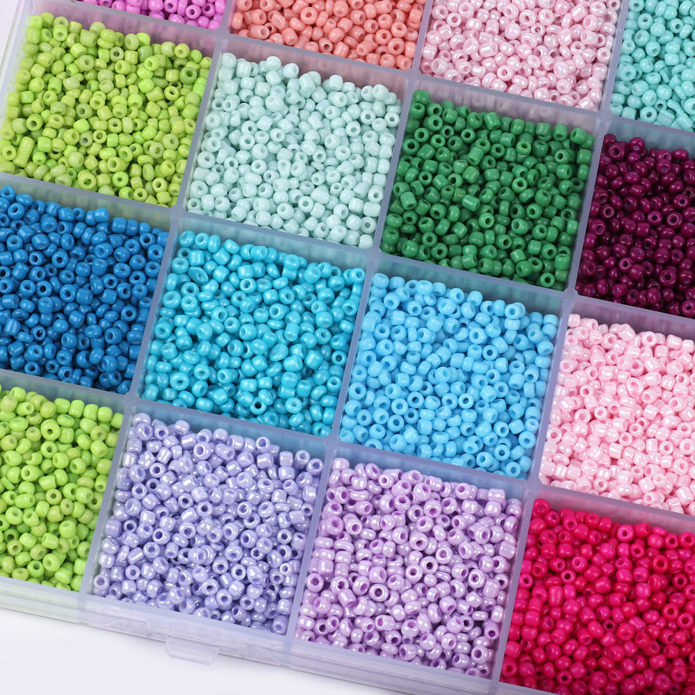 Picture of Amazon New 48 Color Holed Glass Small Rice Beads suit DIY Necklace Jewelry Beaded Beaded Accessories