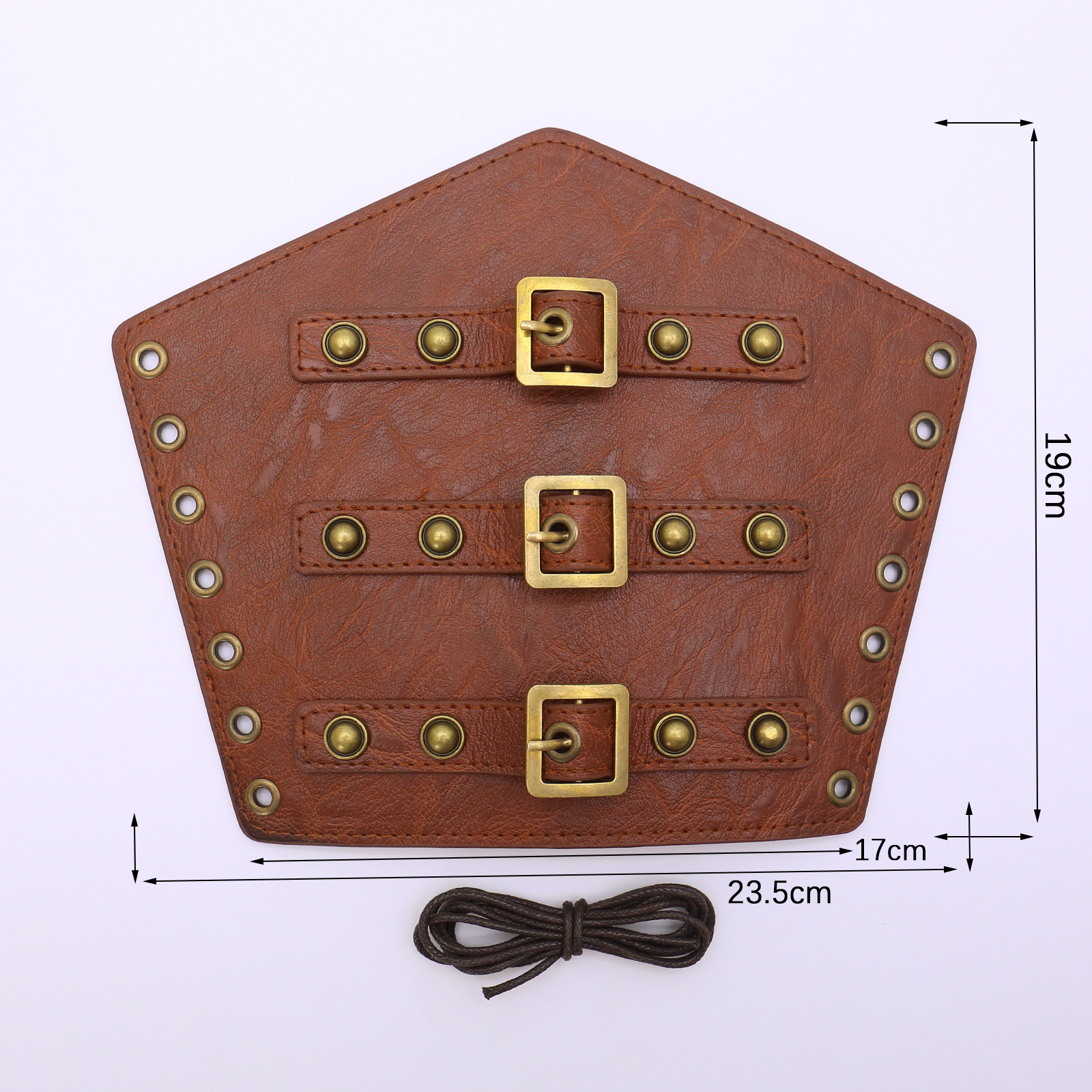 Picture of Cross-border Medieval Men's Leather Wrist Bracer Viking Gold Square Beads Punk PU Arm Guard COSPLAY Dress Up Props