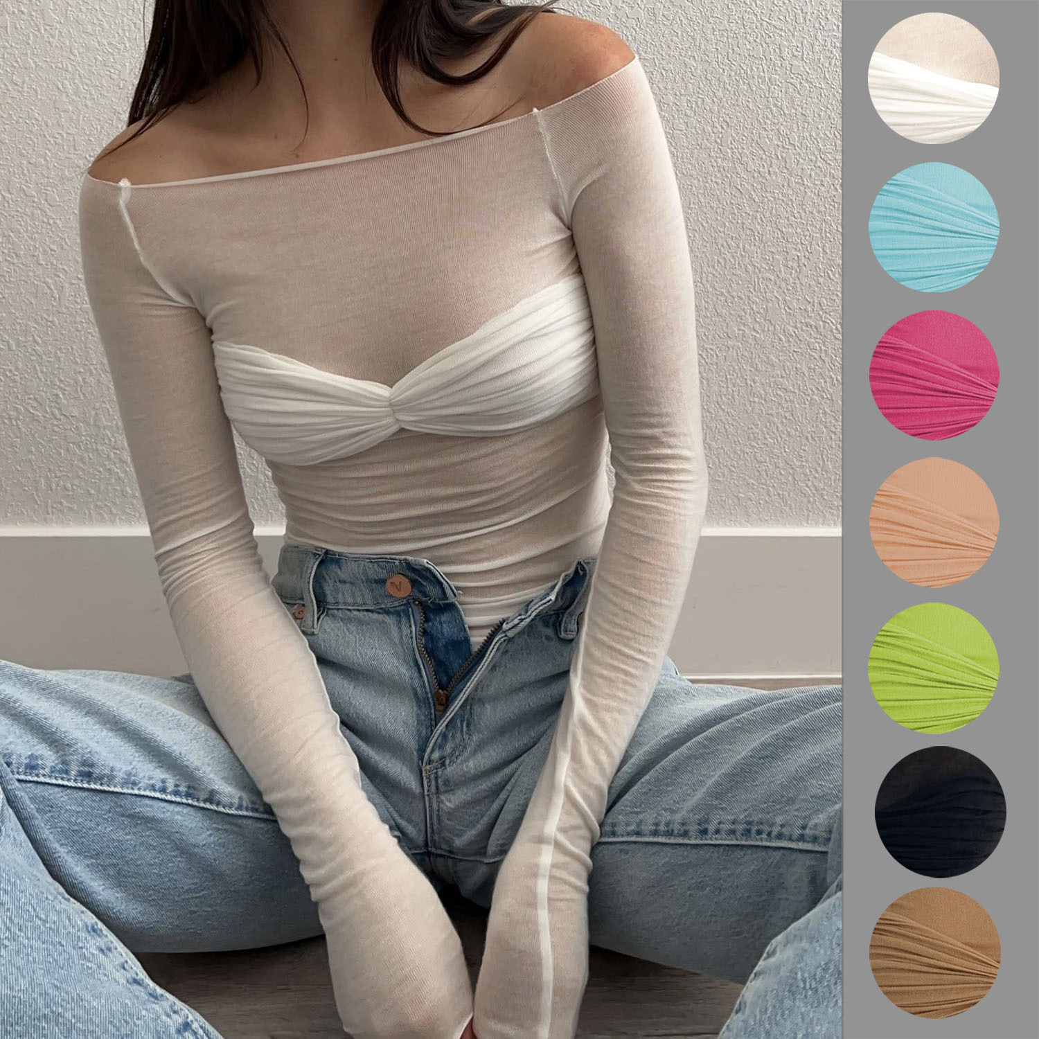 Cross-border Spring and Summer Amazon AliExpress Independent Station Explosions Women's Lightweight Perspective T-shirt Top