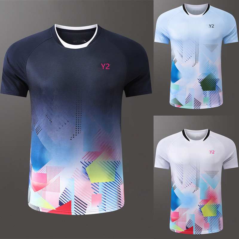 New Badminton Clothes Short-sleeved Tennis Clothes Boys and Girls Students Volleyball Clothes Quick-drying Sportswear Team 2120