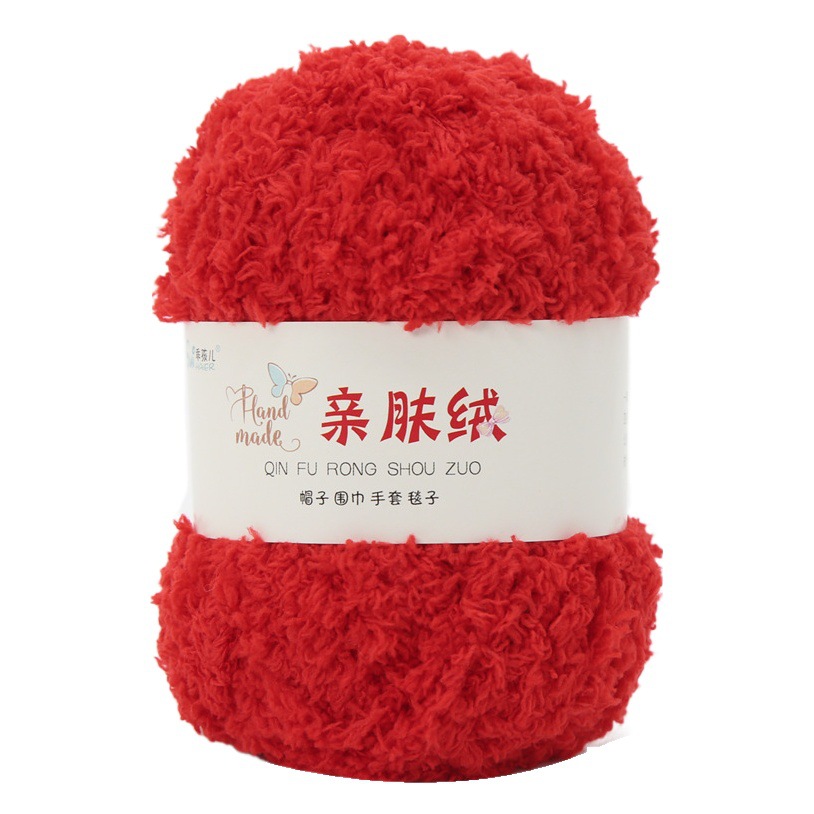 Skin-friendly Velvet Line 3 strands of coral velvet wool group towel line hand-woven diy Bear scarf wool wholesale