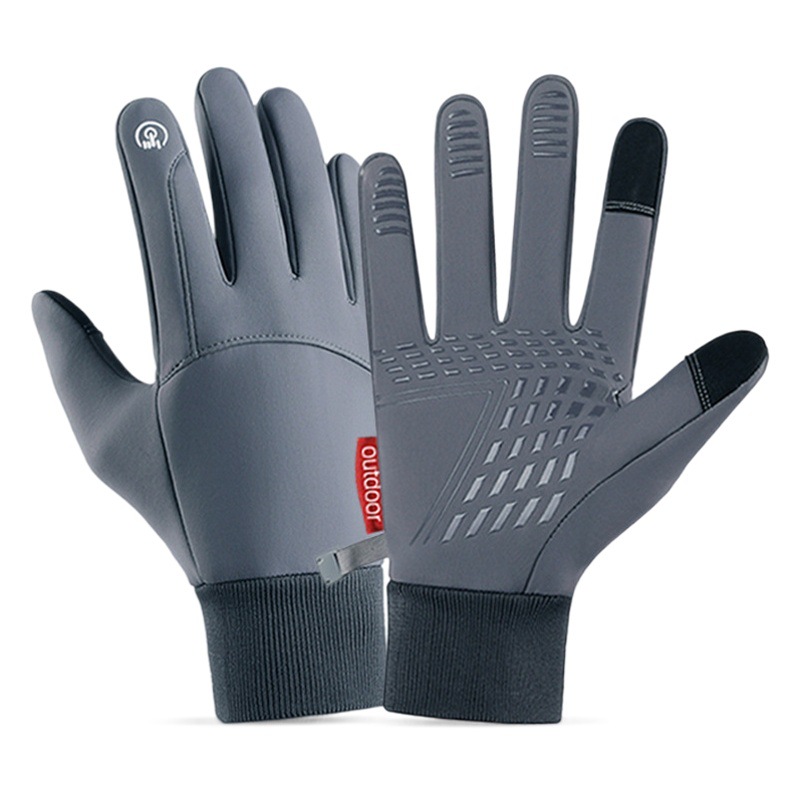 Autumn and winter outdoor warm gloves men's plus velvet windproof touch screen anti-splashing sports skiing gloves female manufacturers
