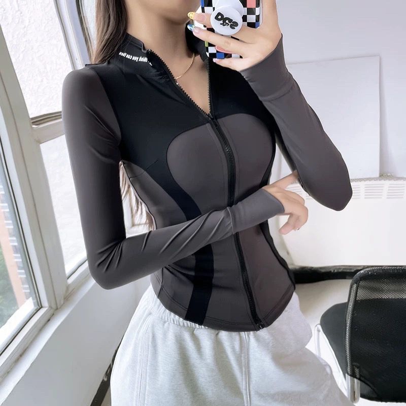 Fitness Top Women's Autumn and Winter Slim-fit Running Training Yoga Clothes suit Slimming Quick-drying Sports Long-sleeved Jacket for Women