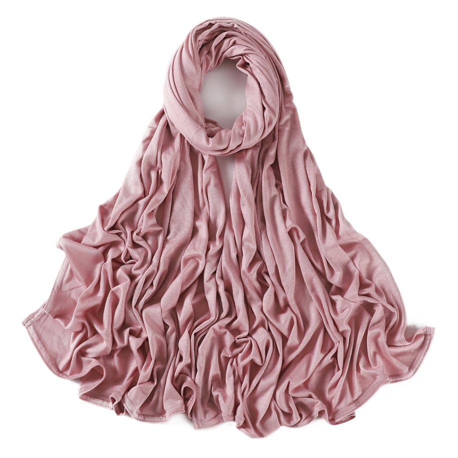 Cross-Border Pure Color Jersey Mercerized Cotton Soft and Breathable Women's Turban Scarf Hijab One Piece Drop Shipping Jersey
