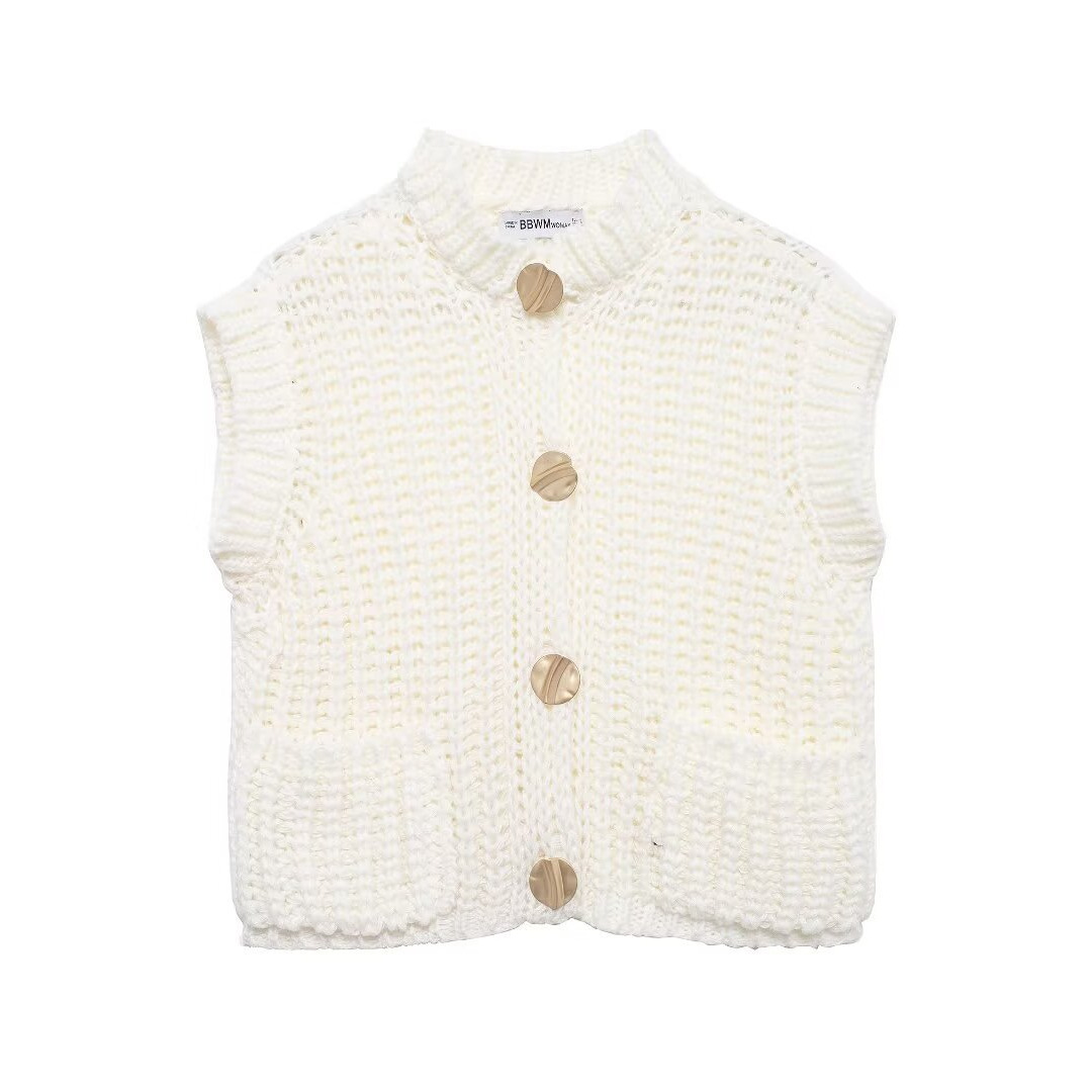 Picture of ZA cross-border women's clothing wholesale European and American style fashion trend single-breasted sleeveless thick needle knitted vest 5802114