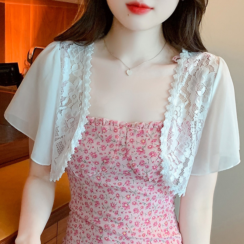 Lace Cardigan Women's Summer New All-match Short Chiffon Top Shawl Jacket Large Size Matching Skirt Waistcoat