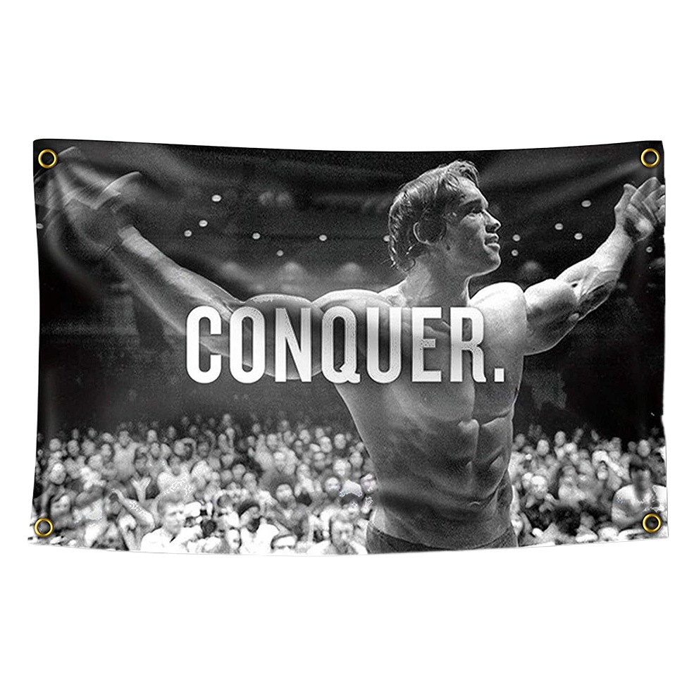 Cross-Border Supply Support Flag Schwarzenegger Conquer Pose Gym Lifting Flag Digital Printing
