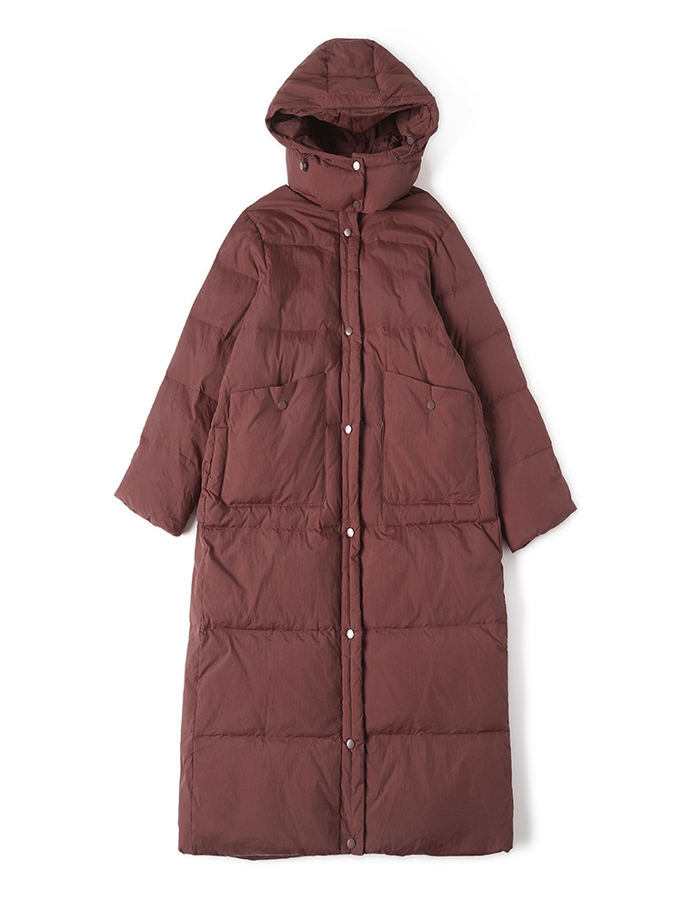 Picture of 2025 New Angora Red 90 White Duck down Jacket Women's Extra Long Over-The-Knee Winter Thickened Warm Jacket Women