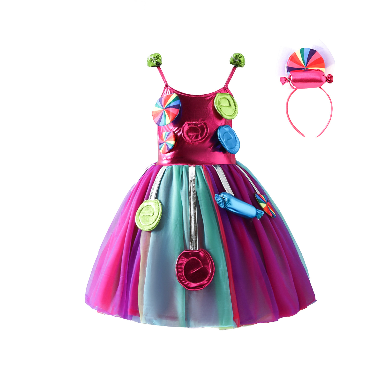 Halloween popular Candy Dress Christmas children's mesh candy headdress lollipop new dress one generation