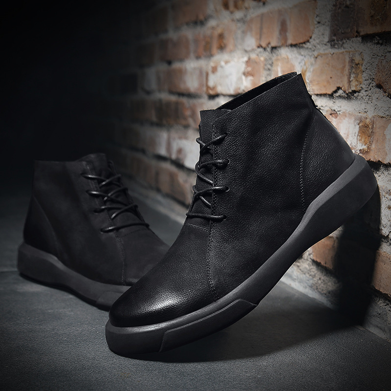 9736 Men's Shoes Martins Boots Outdoor Workwear Boots Autumn and Winter High-top Color Leather Fleece Large Cotton Leather Boots Large Size Cross-Border
