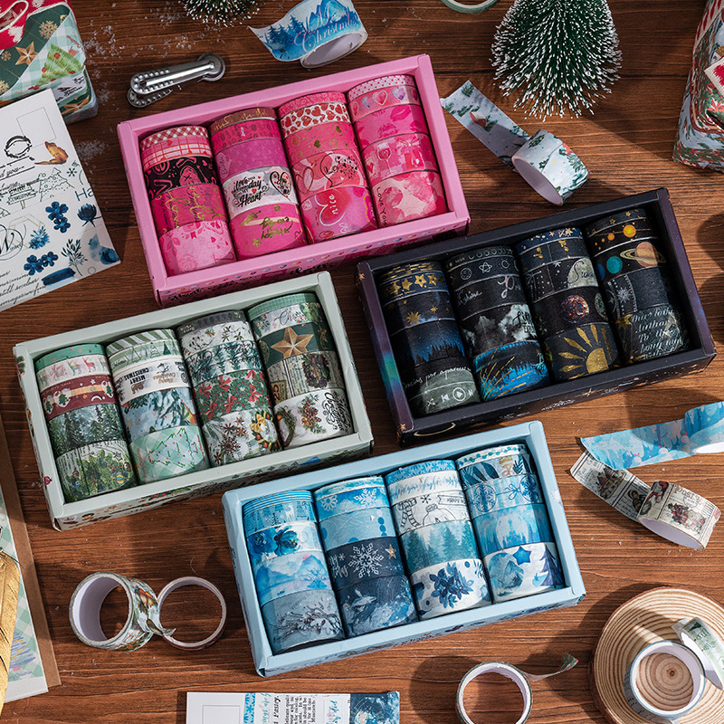 cross-border box and paper tape christmas valentine's day star tape winter love song tape diy bronzing tape