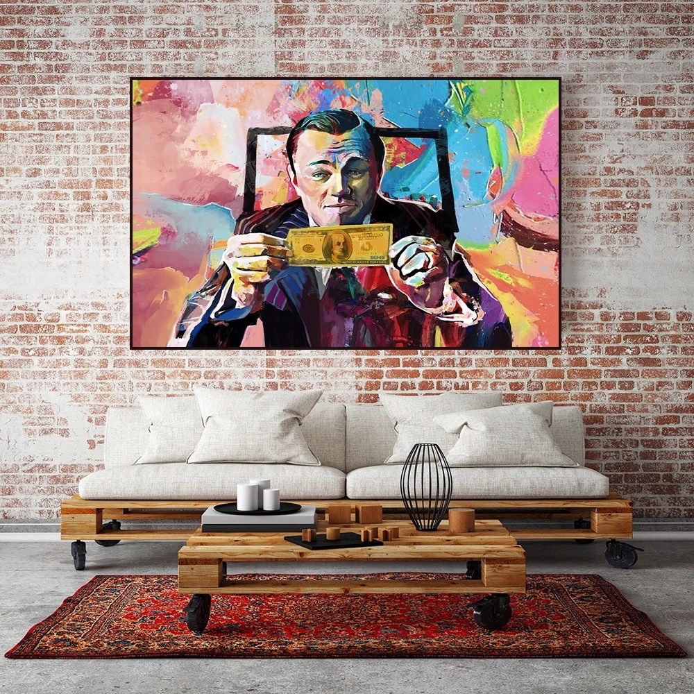 Picture of Foreign Trade Hot Selling Graffiti Money Dollar Poster Wall Hanging Painting Living Room Bedroom Hanging Painting High Definition Spray Printing Canvas Core
