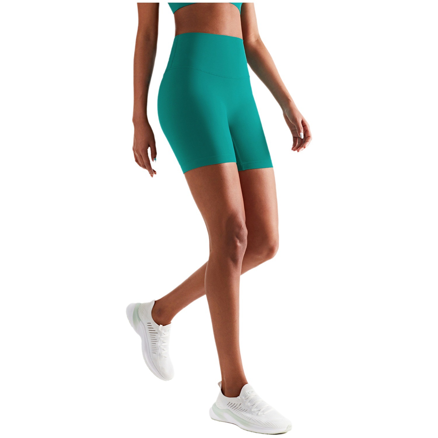 Spring and Summer Nude Running Sports Shorts for Women, High-Waisted Tummy-Tightening Butt-Lifting Three-Point Pants, Fitness Outdoor Cycling Yoga Pants