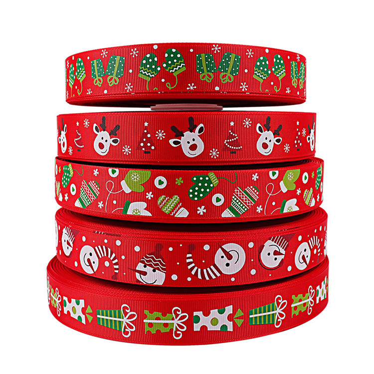 Making 2.5cm Christmas thread ribbon printing multicolor Christmas tree holiday gift box packaging ribbon