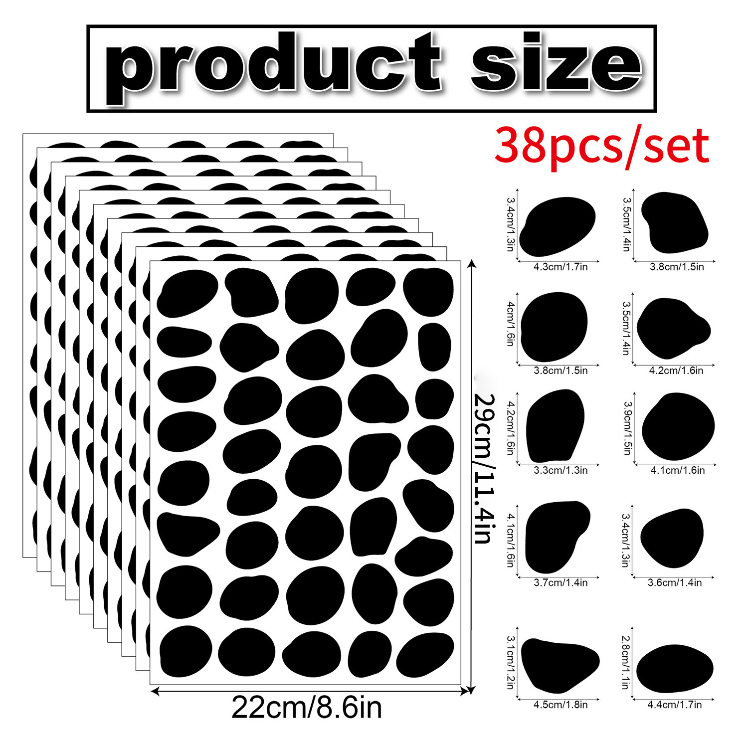 Picture of Cross-border Amazon Foreign Trade Cow Spotted Pattern Wall Stickers Black Geometric Stars Bedroom Home Decoration Wall Stickers