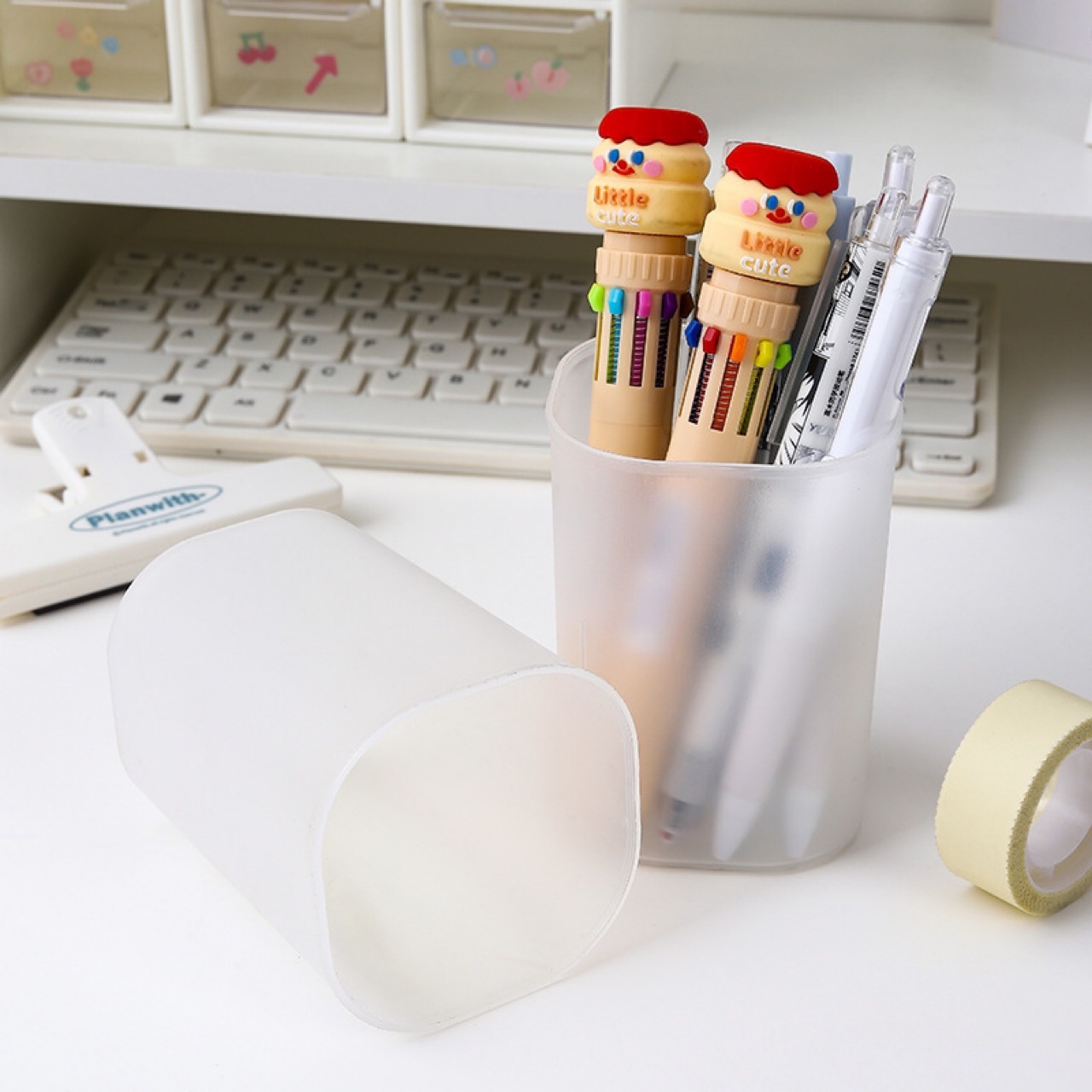 Picture of Pen Holder Transparent Frosted Ins Stationery Stationery Case Desktop Storage Student Creative Wholesale Plastic Simple Pen Holder