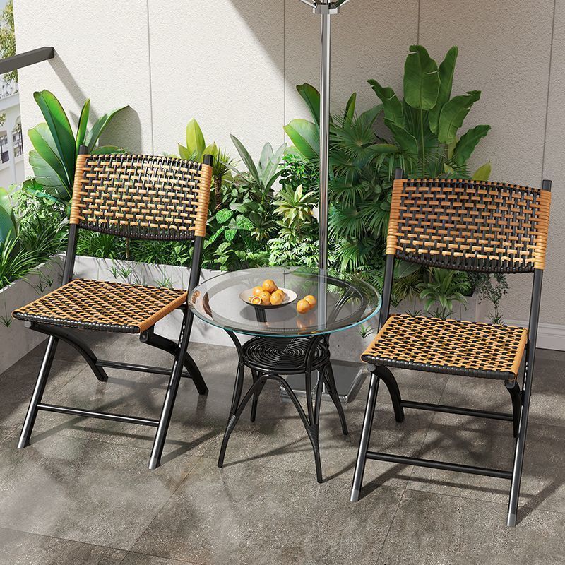 Balcony Folding Chair Outdoor Leisure Rattan Chair Plastic Rattan Backrest Small Chair Single Outdoor Mazar Stool Dining Chair