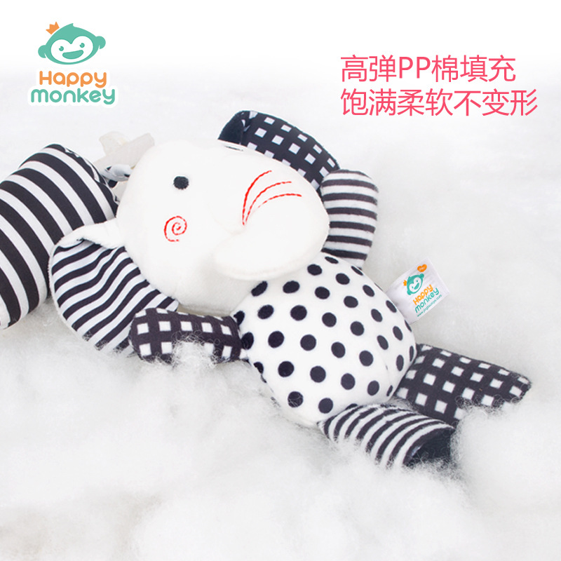 Picture of Happy Monkey Happy Monkey King Baby Toy Cartoon Rattle Lathe Hanging Animal Black and White Wind Chime