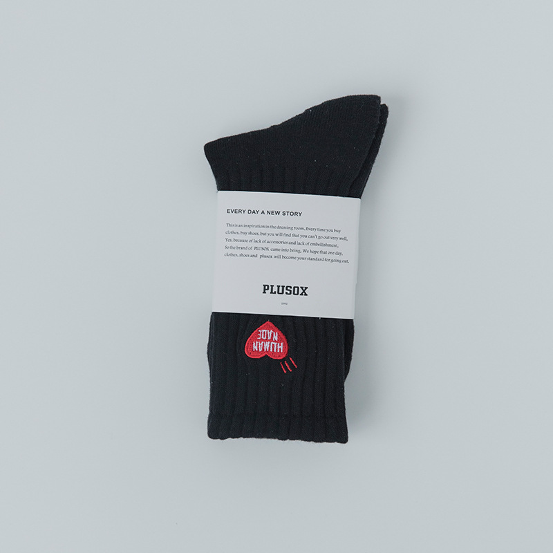 Picture of Mekki Couple Socks Thick Thread Terry Bottom Sports Socks Heart Embroidered Mid-Calf Socks Popular Socks