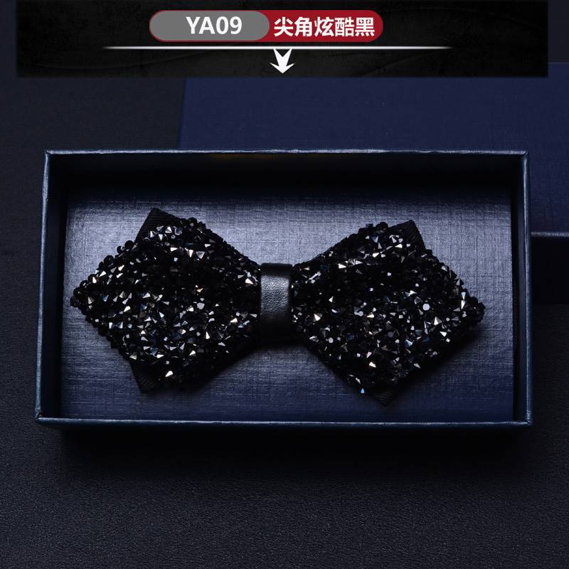 Picture of Pointed Boxer Bow Tie Men's Wedding Wedding Bridegroom Shirt Brothers British 3D Crystal Fashion Wine Red