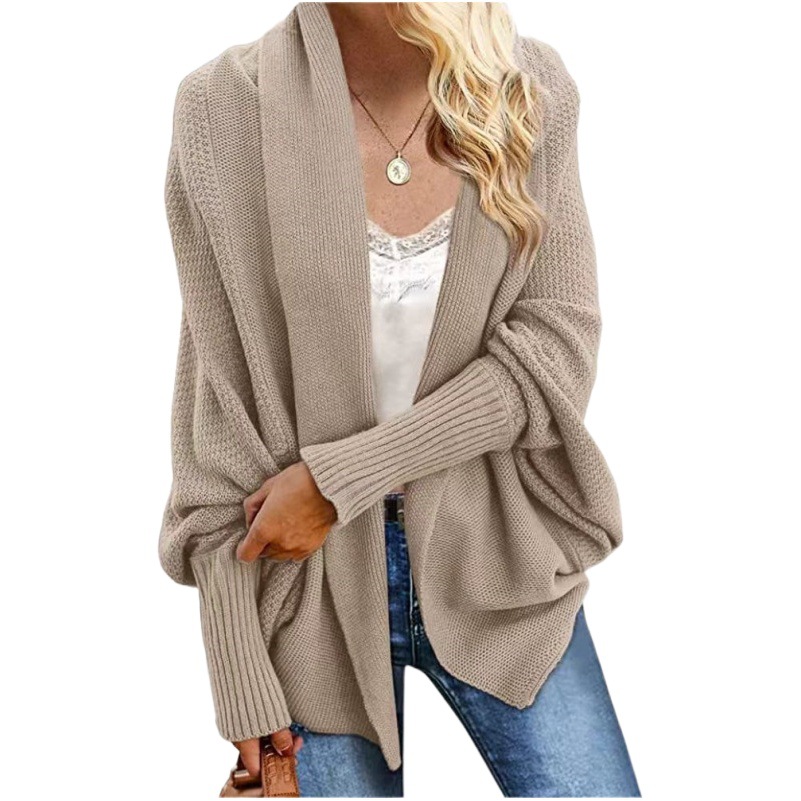 Europe and the United States cross-border Amazon AliExpress knitted shawl sweater bat sleeve plus size knitted cardigan sweater coat